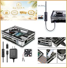 Clear Acrylic Case for Raspberry Pi 3 B with Fan Power Supply Aluminum Heat picture