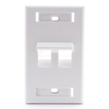 Leviton 42081-2WS Angled QuickPort Wallplate w/ ID Window 2-Port Single Gang - picture
