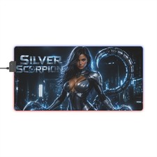 PC Gamer Desk Mat Silver Scorpion RGB LED Mouse Pad Gaming Playmat Room Decor picture