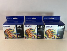 Lot Of 3 NEW In Box- Epson 212 Cyan Magenta Yellow Ink Cartridge Set Exp. 2/2028 picture