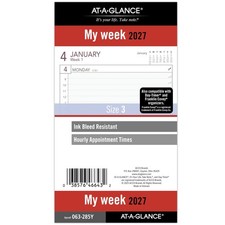 Planner Refill Weekly 3.75 x 6.75 Portable 6 Ring Loose Leaf 063-285Y 2027 Size picture