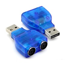 2PCS NEW For PS/2 Mouse Keyboard USB To Dual 2 PS2 PS/2 Converter Adapter Blue picture