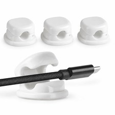 7mm Spring Cable Holder Clips, 3 Pack Desk Cord Organizer, White picture
