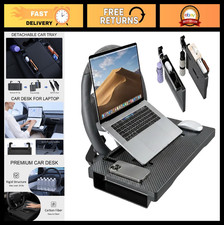 Adjustable 2-in-1 Car Steering Wheel Tray for Laptop & Eating, Carbon Fiber Fini picture