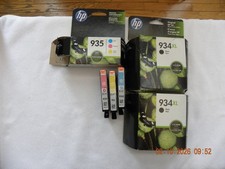 2 Genuine HP 934XL Black 2020 dates and (3) 935 Color Ink Cartridges 2021 dates picture
