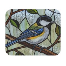 Chickadee Mouse Pad bird watcher avian desk office stained glass look USA gift picture