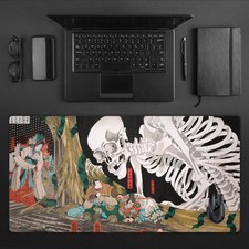Japanese Ukiyo-e Desk Mat Large | Mitsukuni Defying Skeleton Specter Mousepad picture