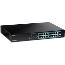 TRENDnet 18-Port Gigabit PoE+ Switch, 16 x 30W Ports, 2 18-Port, Black picture
