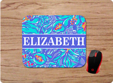 LILLY INSPIRED TROPICAL PRINT PERSONALIZED NAME MOUSE PAD HOME OFFICE GIFT picture