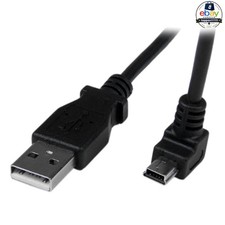 USB 2.0 A To Mini-B Cable 2 m Down Angle Black 6.6 ft For PC picture