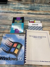 Vintage 90s Windows 95 Manual & Windows 3.0 Guide + 1980s Floppy Disk Lot picture