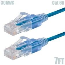7FT CAT6A RJ45 Network LAN Ethernet UTP Cable Cord Snagless Boot 30AWG Blue picture