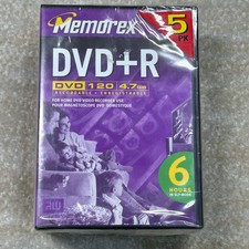 Memorex DVD+R 5 Pack 4.7GB 120min Recordable DVD Video Discs Sealed SLP 6Hr picture