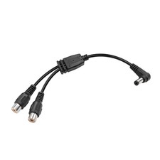 Short DC Power Splitter Right Angle 5.5mm x 2.1mm Male to Double RCA Female C... picture