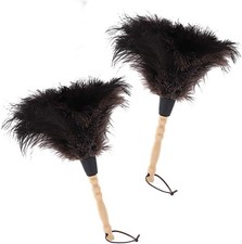 2PCS Natural Black Ostrich Feather Duster Fluffy Handheld for Home Car Office picture