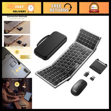 Portable Foldable Wireless Keyboard & Mouse Combo, Bluetooth & USB, Rechargeable picture