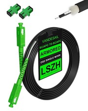30M Black Outdoor Armored SC/APC OS2 100ft Fiber Optic Internet Cable 30m Meter picture