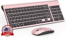 Combo De Teclado Y Mouse Inalambricos Compact Slim Para Inalámbrico Oro rosa NEW picture