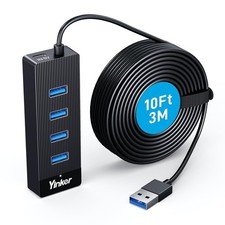 10FT 4-Port USB 3.0 Hub Long Cable 5Gbps High Speed USB Extender with USB-C picture
