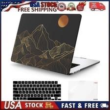 Night Sky Mountains Gold Line Art Dark Hard Case For Macbook Air 15 A3114 A2941 picture