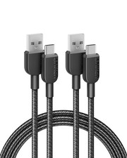 USB A to USB C Cable 6FT 2 Pack Braided Fast Charging Cord Sync Lead Black picture