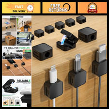 12 Magnetic Cable Clips - Black Organizer for Charging Cords & Wires, Tangle-Fre picture
