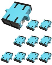 10x SC to SC Duplex Multimode Flange Fiber Optic Coupler Adapter Connector Blue picture