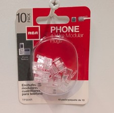 RCA TP304R 4‑Wire Modular Phone Plugs 10‑Pack Clear RJ11 Ends New Sealed picture