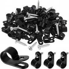 1/2Inch 100 Pcs Rope Light Clips P-Style Cable Clips, Black picture