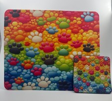 NEW Colorful Mouse Pad and Coaster Set, Office Accessories, Various Designs picture