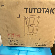 TUTOTAK 3-Tier Rolling Computer Case Cart with Wheels & Charging Station, Black picture