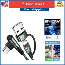 AINOPE 240W USB C Cable 10FT Fast Charging Right Angle USB-C to USB-C with picture