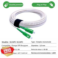 Elfcam 50m Fiber Optic Cable SCA Simplex Singlemode LSZH White picture
