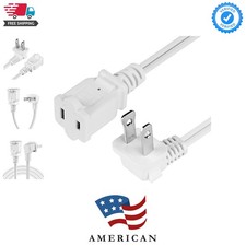 Right Angled Polarized  2-Prong Male-Female Extension Power Cord Cable, 2 Out... picture