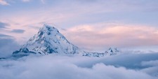 Landscape mountain top clouds snow nature sky mountains Custom Gaming Mat Desk picture