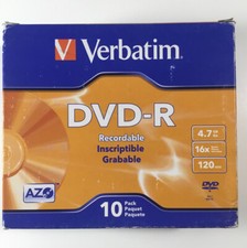 Verbatim 10-Disc Blank Recordable Disc Slim Case 4.7GB 16x 120Min DVD-R 95099 26 picture