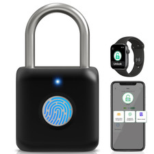 Fingerprint Padlock, Pothunder Smart Locker Lock, Small, Onyx Black picture
