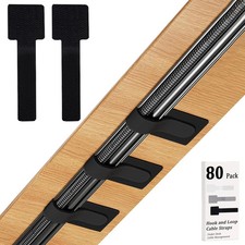 80PCS Hook and Loop Cable Straps, Cable Management Under Desk, Adhesive Cable Ti picture