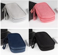 Travel Organizer for Tech with Cord Keepers Large Double Zip Case Wristlet picture