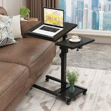Mobile Adjustable Laptop Stand Rolling Desk Cart Swivel Wheels w/ Mouse Pad picture