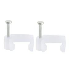 200 Pcs Flat Cable Clip Nail Coaxial Tacks Wire Clips 10mm White picture