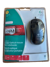 Logitech V100 3-Button USB Optical Mouse Tilt Wheel Plus Zoom Black/Gray - NEW picture