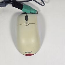 Vintage Genuine Microsoft Off White Wheel Mouse Optical USB/PS2 Mouse  picture