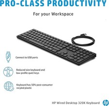 Lot x 50 HP Smart 320K Slim Wired Keyboard 108 Keys QWERTY L96909-001 L95712-001 picture