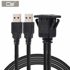 Jimier Dual USB 3.0 Extension Latch Mount Car AUX Cable 1m Waterproof USB3.0 picture