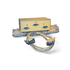 2 DB9 Male Serial Device to 1 DB9 Female Serial Port Switch with Cable - Beige picture