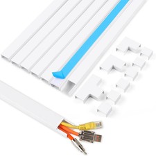 113in Cable Cord Hider Wall Wire Cover Kit TV Cable Management White 8 Pcs picture