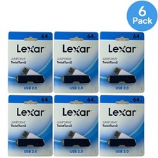 Lexar JumpDrive TwistTurn2 64GB USB 2.0 Flash Drive 6 Pack New picture