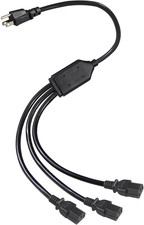3FT Y Splitter Power Cord NEMA 5-15P to 3X IEC C13 AC Cable 16AWG SJT picture