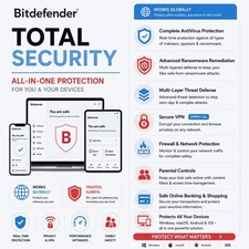 Bitdefender Total Security 2026 1 To 4 Years 1 To 10 Devices + Daily VPN picture